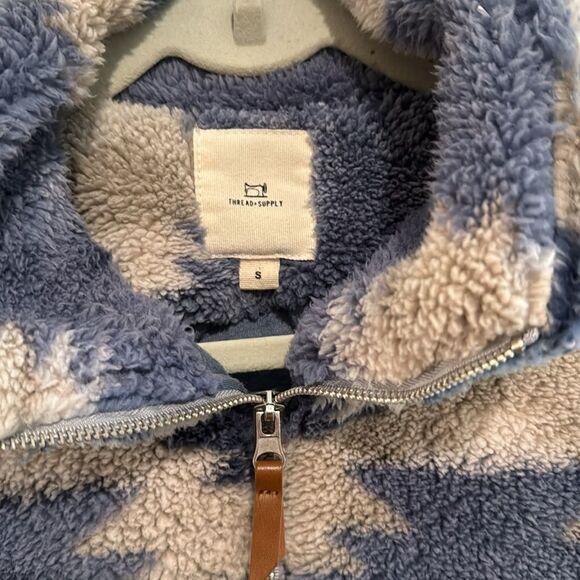 Thread & Supply Boxy cozy Sweatshirt Patterned with quarter zip - Picture 2 of 11